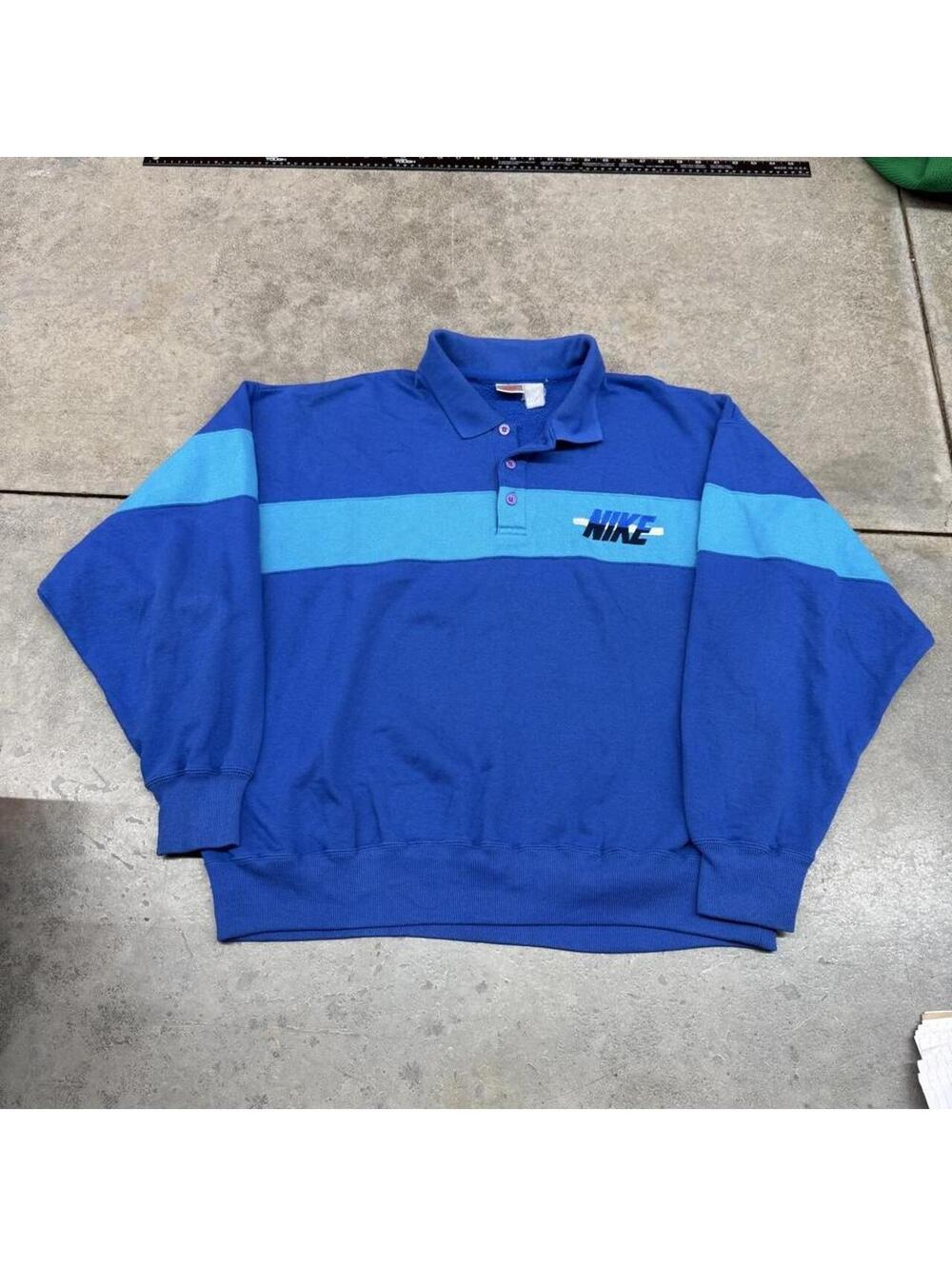 vintage nike blue made in usa polo collared crewneck size xl